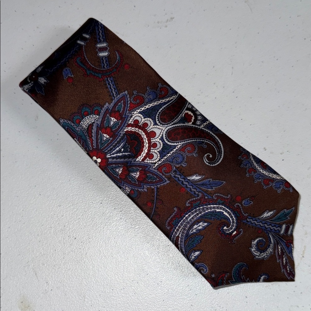 Dior Brown and Blue‎ Paisley Tie